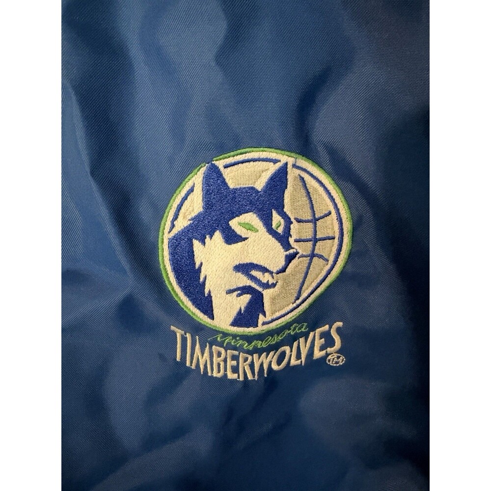 Vintage Minnesota Timberwolves Jacket Mens L Blue NBA Basketball Pull Over USA
